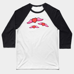 Valentines Day Flying Love Hearts With Wings Baseball T-Shirt